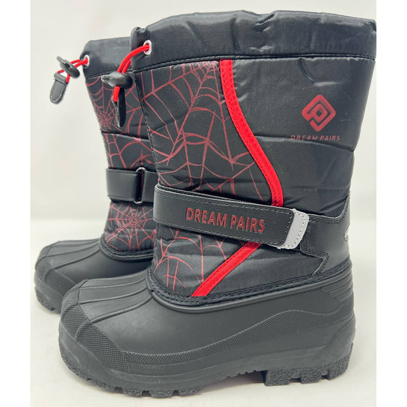 Dream Pairs Kamick Boys Black Red Spider Web Boots Fur Inside Size 13 - Picture 2 of 9